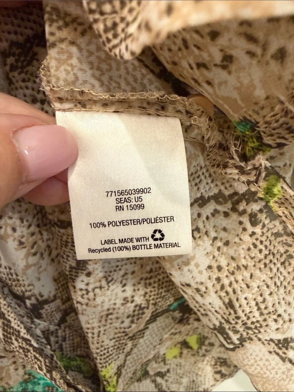 Covington Neutral Snake Print Blouse with Teal and Lime Accents